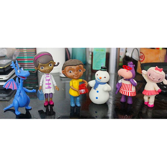 6 Pcs Set Doc McStuffins PVC Action Figures Doctora Juguetes Animal Doll Lambie Dragon Hallie Toys