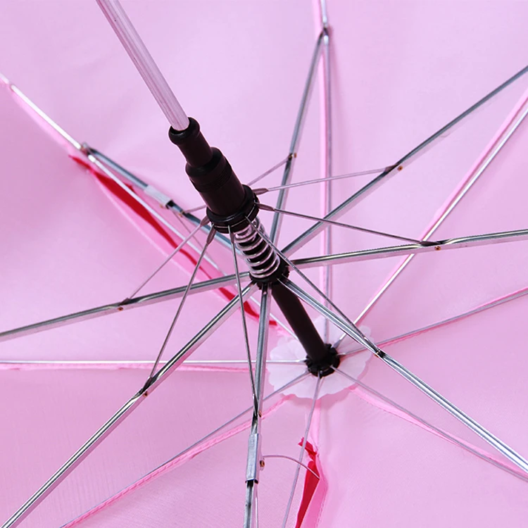 Promotional Cute Cartoon 3D Pattern Print Animal Shape Kid Child Colorful Small Long-Handle Waterproof Rain Umbrella With Ear