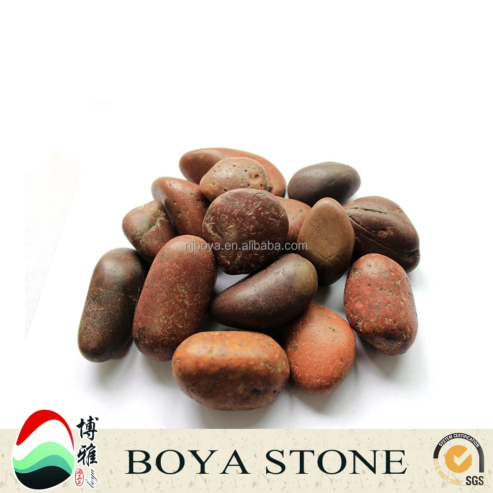 
red natural polished pebbles for decoration, paving stones, river rock for wholesale 