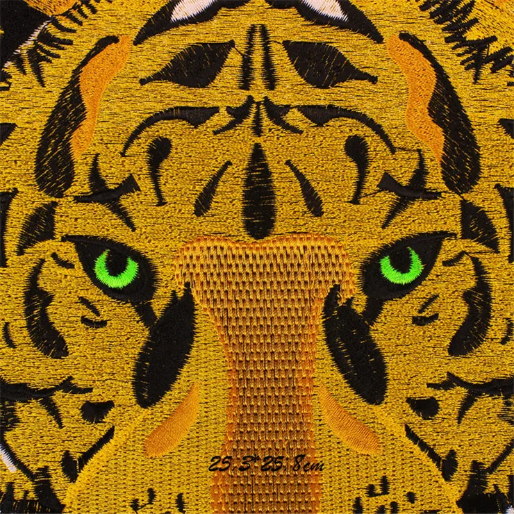 Wholesale Custom Glue Embroidery Vivid Large Tiger Patch for Clothing