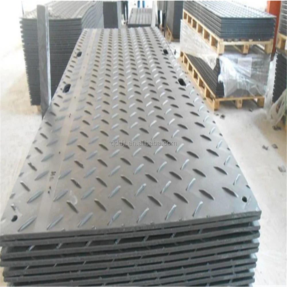 Extruded HDPE Road Mats/Black Road Panels with Small Stripes