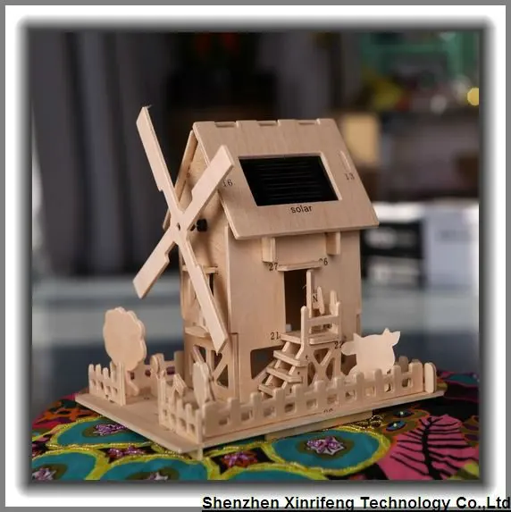 
XRF DIY деревянный Солнечный образовательный игрушечный комплект ветряная мельница дом для детей  (592702589)