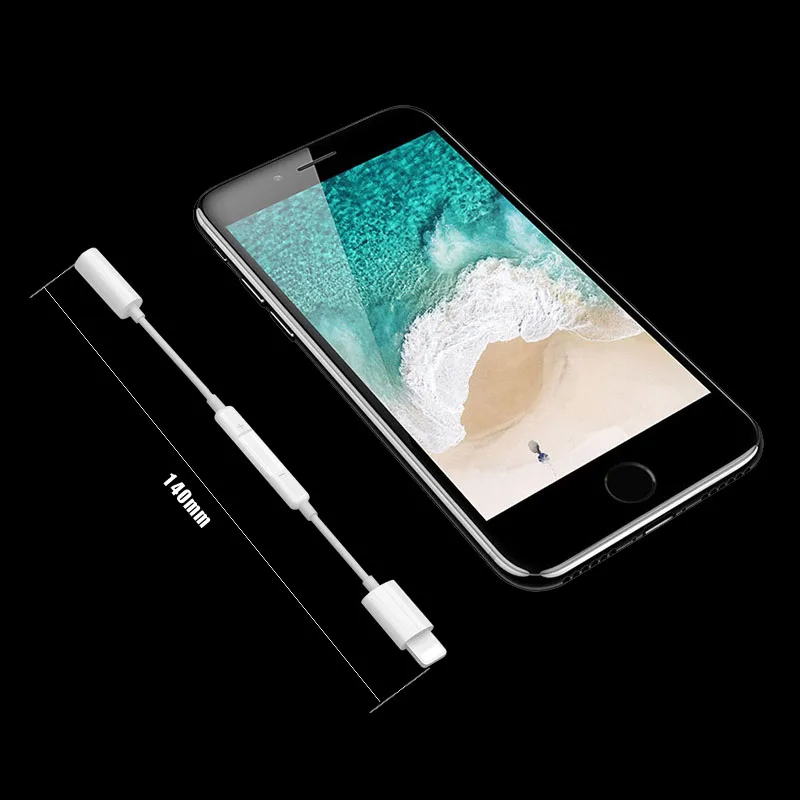 
For iPhone Lightning 8 Pin To 3.5mm Headphone Jack Audio Aux Kabel Adapter Cable With Volume Control 