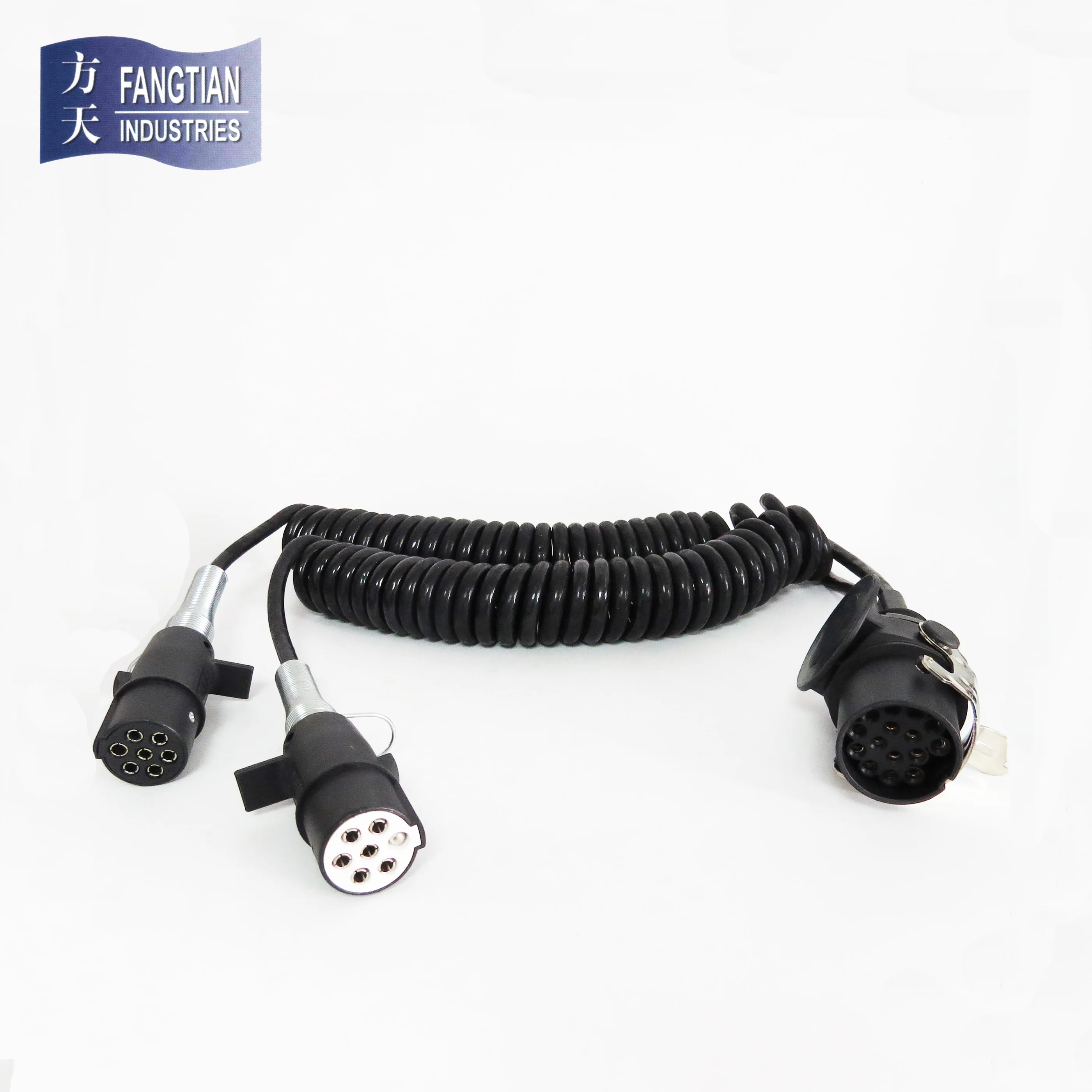 Adaptor trailer cable  trailer spiral cable with nylon trailer plug 24v 7 pin 15pin with spring