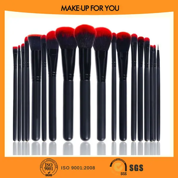 Factory Direct Wholesale Black and Red Hair Makeup Brush 18 pcs Airbrush
