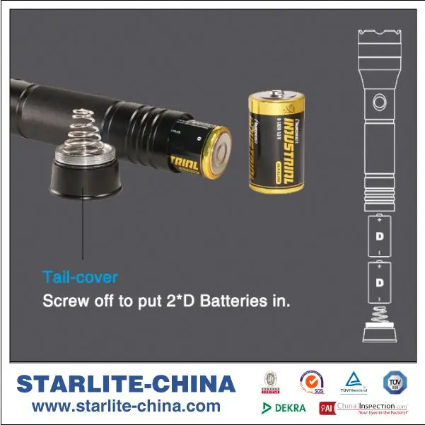 
STARLITE aluminum alloy high brightness high power self defense t6 led torch 