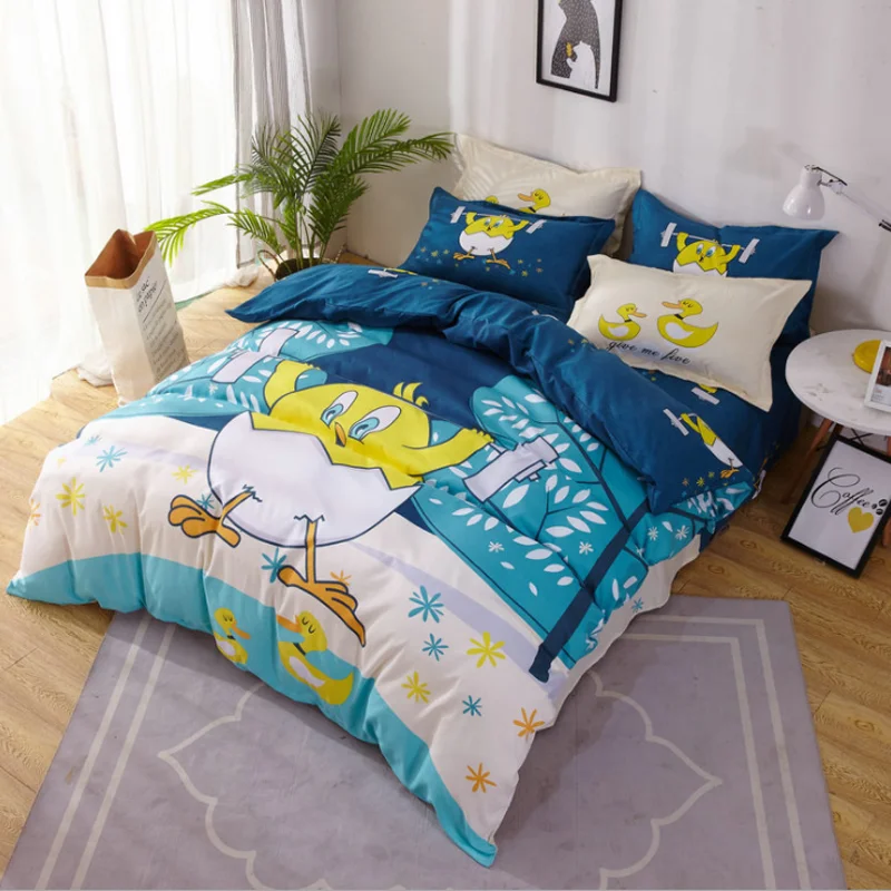 
European style kids cotton 4piece sheets quilt cover cute animal cotton pattern children cartoon baby bedding set 