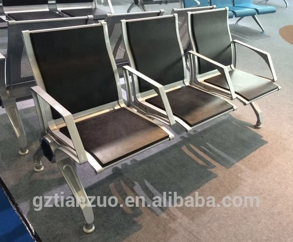 Triple Seats Indoor Blue Polyurethane PU Foam Airport Seating Chair