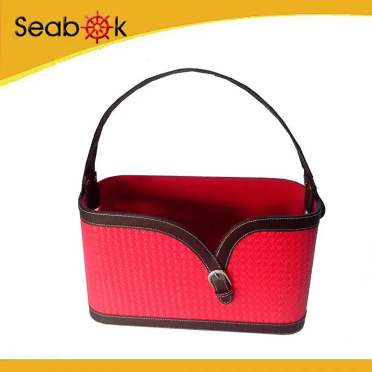 Кожаный Органайзер, новая корзина для хранения из искусственной кожи с лентой, корзины, подарок