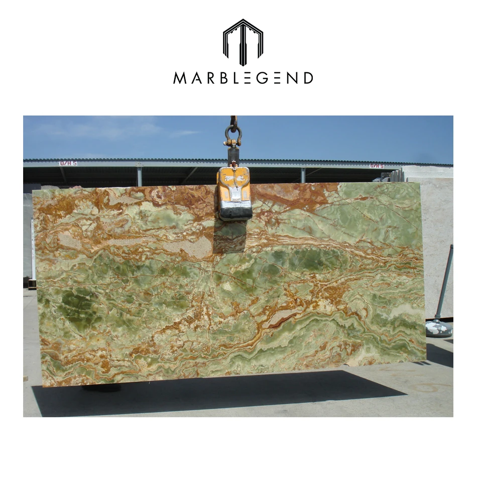 Precious light green onyx marble slabs tile