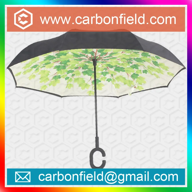 23' c handle green tree printing inverted umbrella upside down
