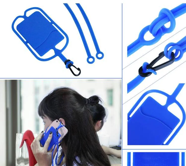 Free Samples Silicone Smart Cell Phone Holder Case with Lanyard wallet