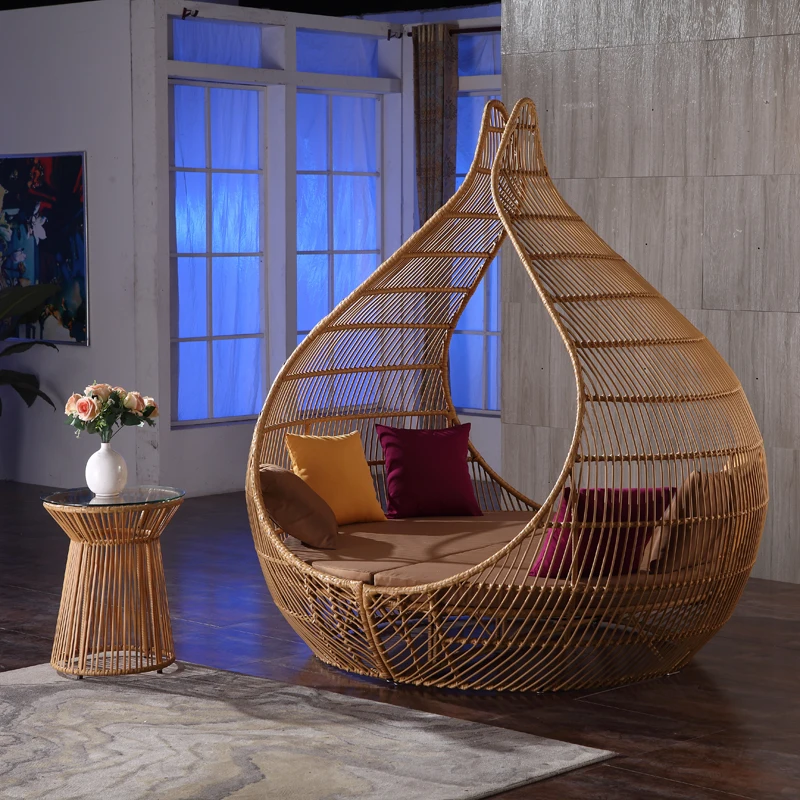 Высококачественный Плетеный уличный диван-кровать в форме птичьего гнезда