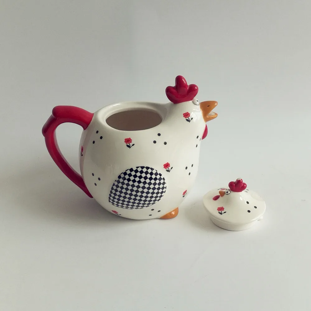 Whistling animal Tea Kettle drinkware type Rooster shaped ceramic tea and coffee container