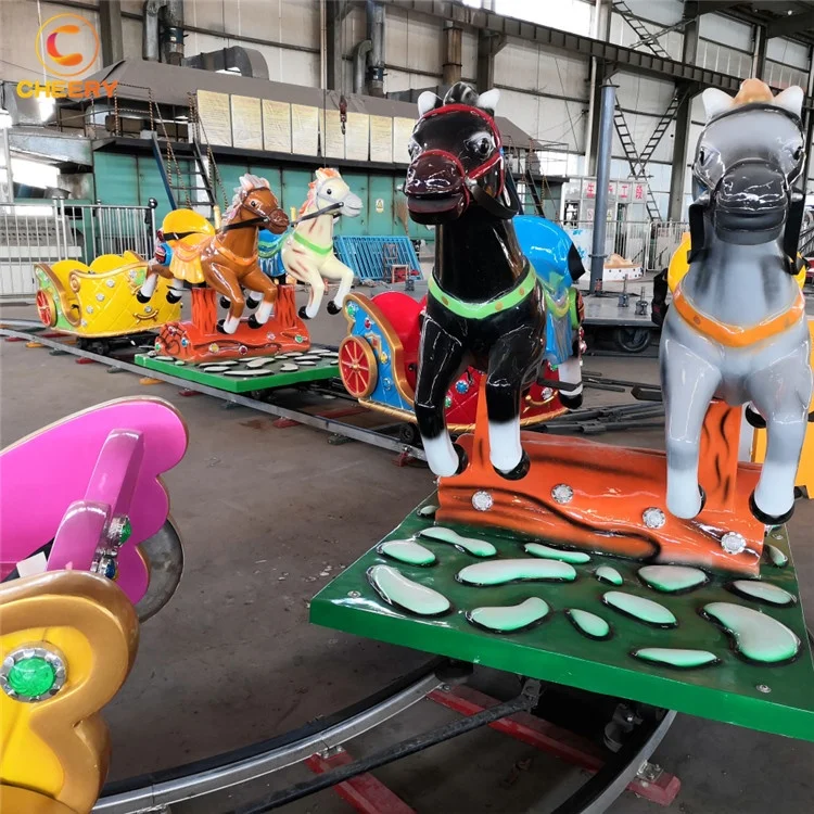 Factory Sale Kids Amusement Park Equipment 12 Seats Track Train Running Horses With Track