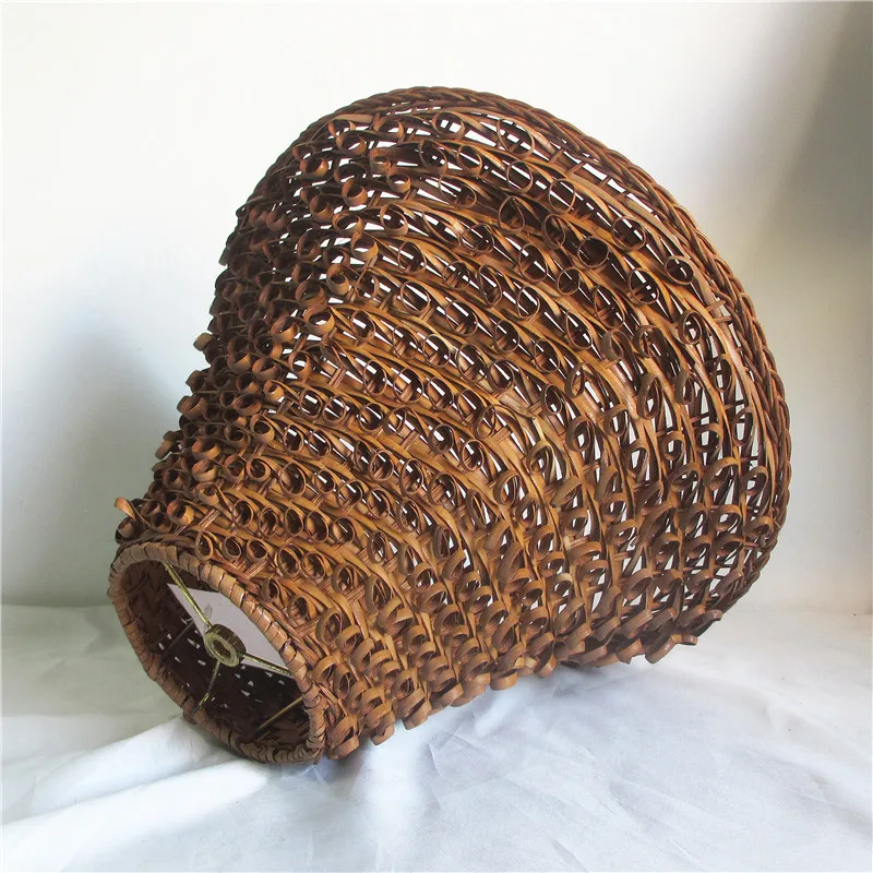 Chinese woven rural style lampshade six-colum bamboo table lamps, crimp surface light design