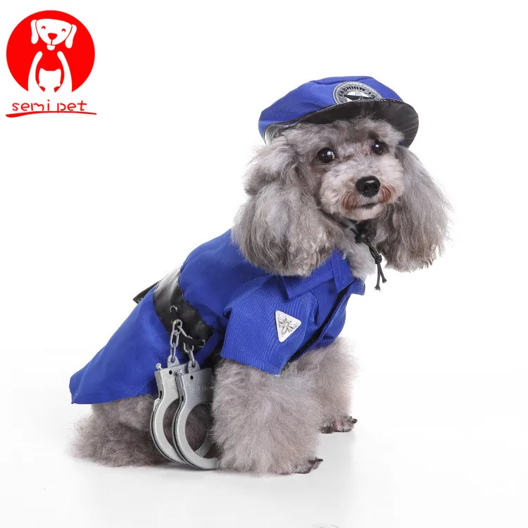 Pet Dog Cat Costumes Cool Police Uniform Coat Halloween Cosplay Clothes For Puppy Dogs Theme Party Dressing Up