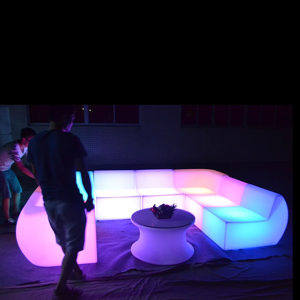 illuminated bar lounge hotel sofa chair fashionable luminous led plastic outdoor furniture with 16 colors changing