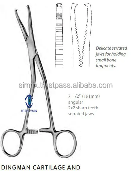 Зажим для хряща и кости Dingman 7 5 дюйма угловые зубья 2x2 с зубцами ортопедические/костные инструменты Simrix