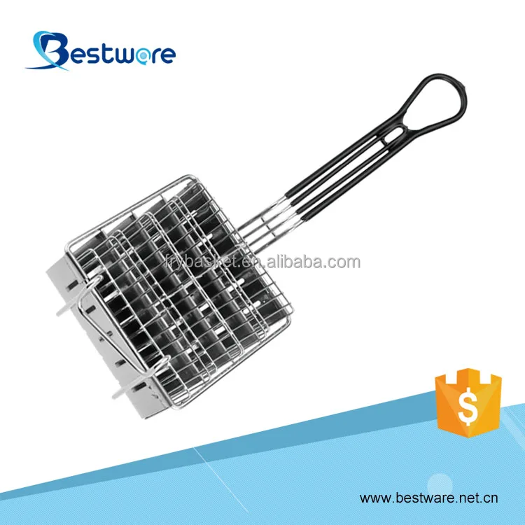 Food Grade Iron Wire and S/S 201 163*165*80mm bread Rectangular Non-stick Taco Fry Basket