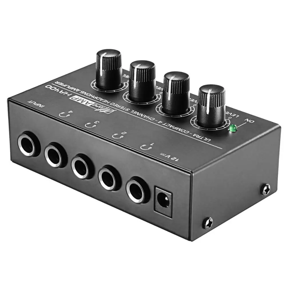 Popular 4 Channel headphone amplifier With stereo Input,4 TRS outputs HA400
