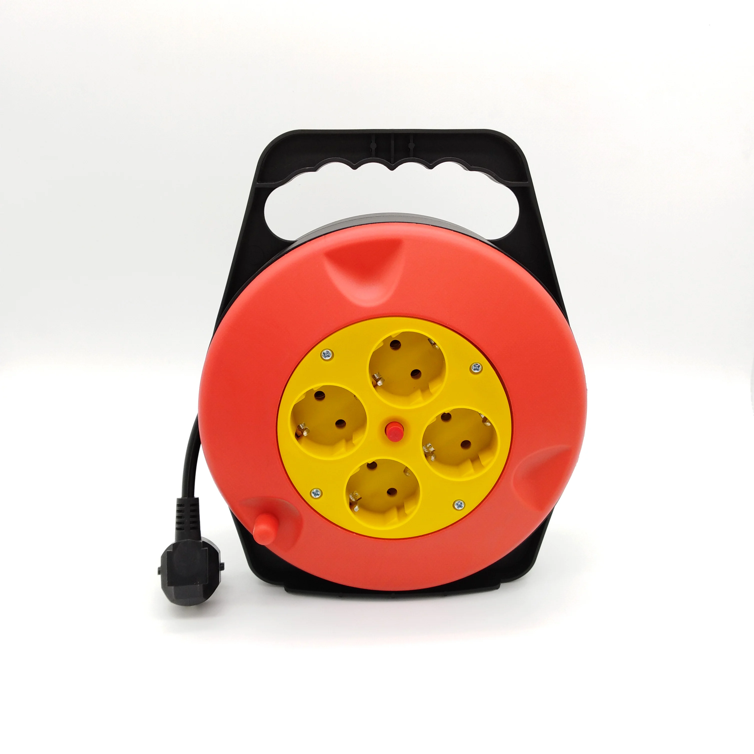 Eu Type Mini  Cable Reel 10m 4 Contact Sockets 2500w-3680w 10-16A/ 250v Electric Retractable Extension Cord Reel With Switch