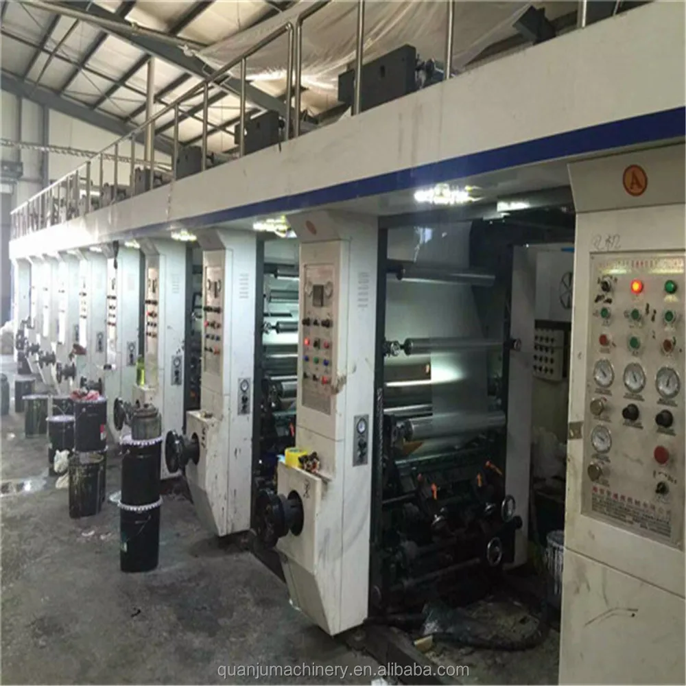Used 800mm width 8 color PLC 7 motors control Rotogravure Printing Machine