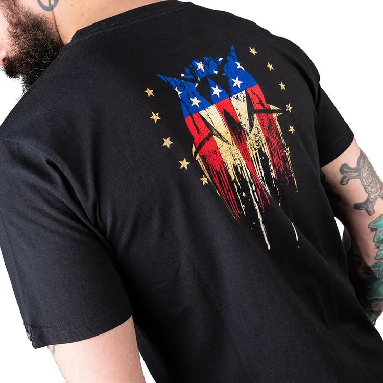 
2020 Europe Style Vogue Letter Printed american skull t shirt for men Punk Style 