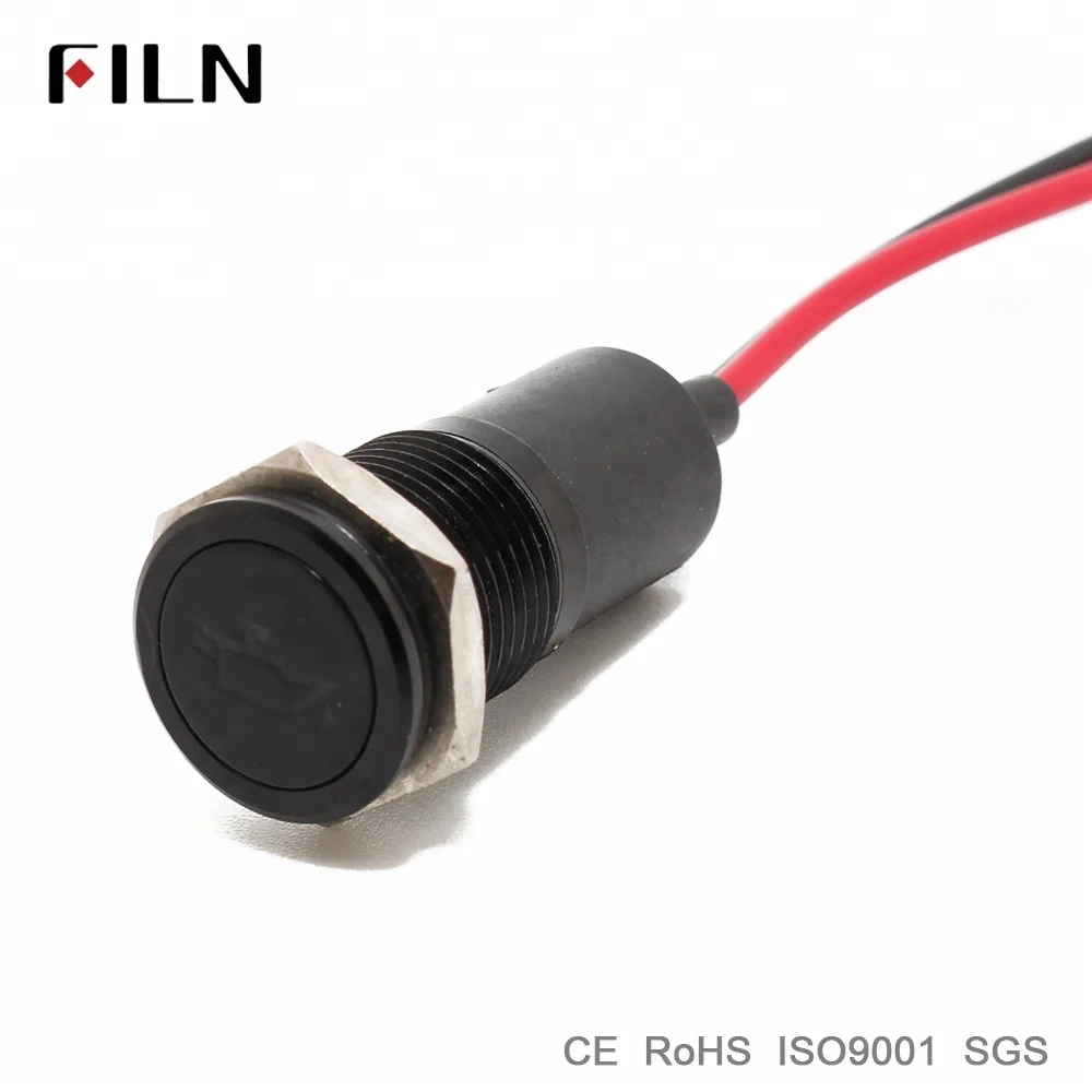 NEW 14mm 16mm 19mm waterproof IP67 12v Battery power symbol indicator light auto car warning lamp with 20cm wire