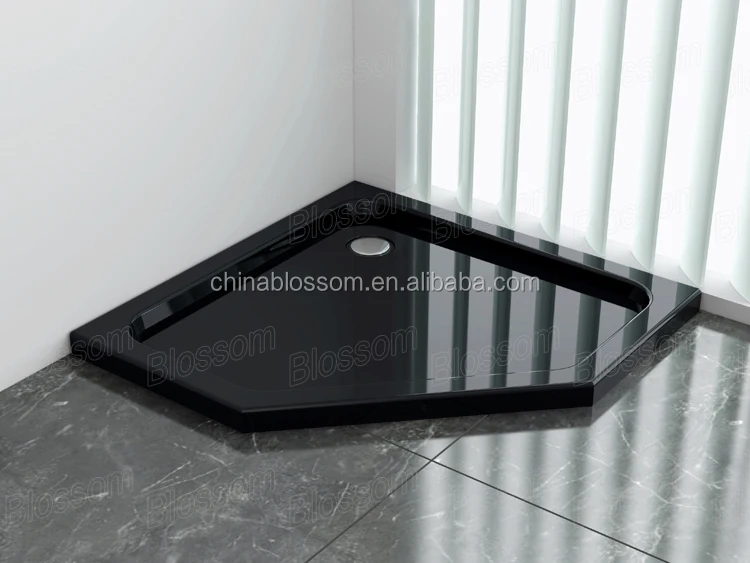 China European White Black Pure Acrylic ABS Large Pentagon Tray Pan Diamond Shower Bottom Base For Shower Enclosures