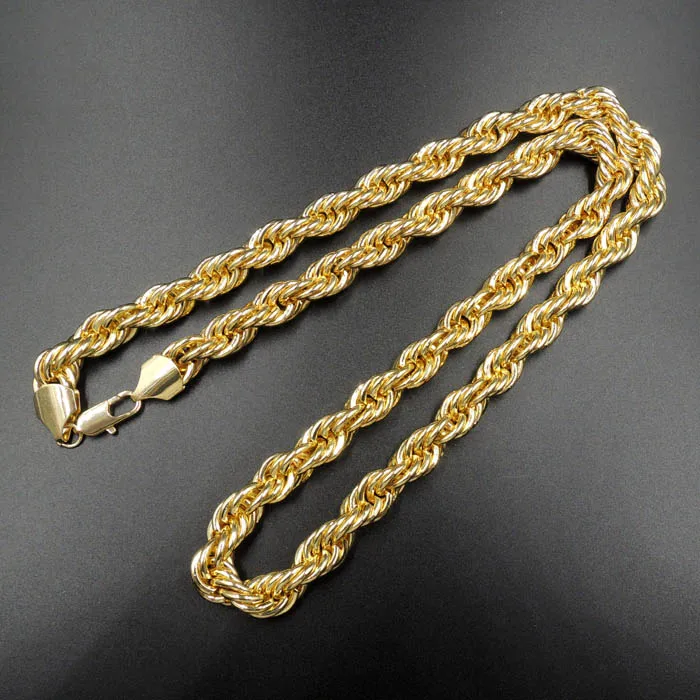 latest 12mm gold rope chain necklace fashion jewelry