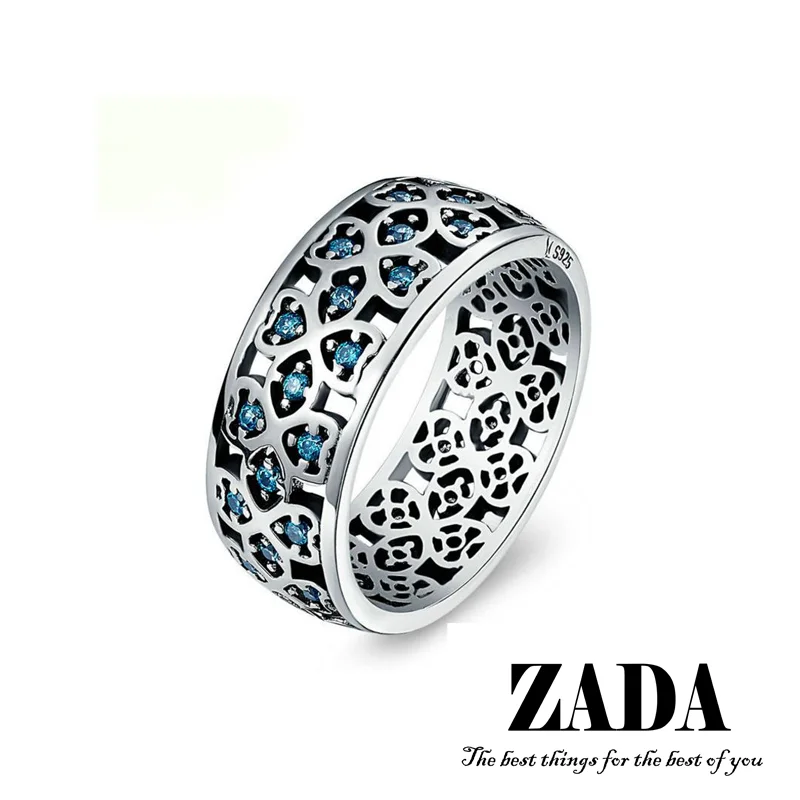 
Top quality jewelry vendors mesh jewelry vintage pattern blue cz diamond silver rings 925 sterling ring men 