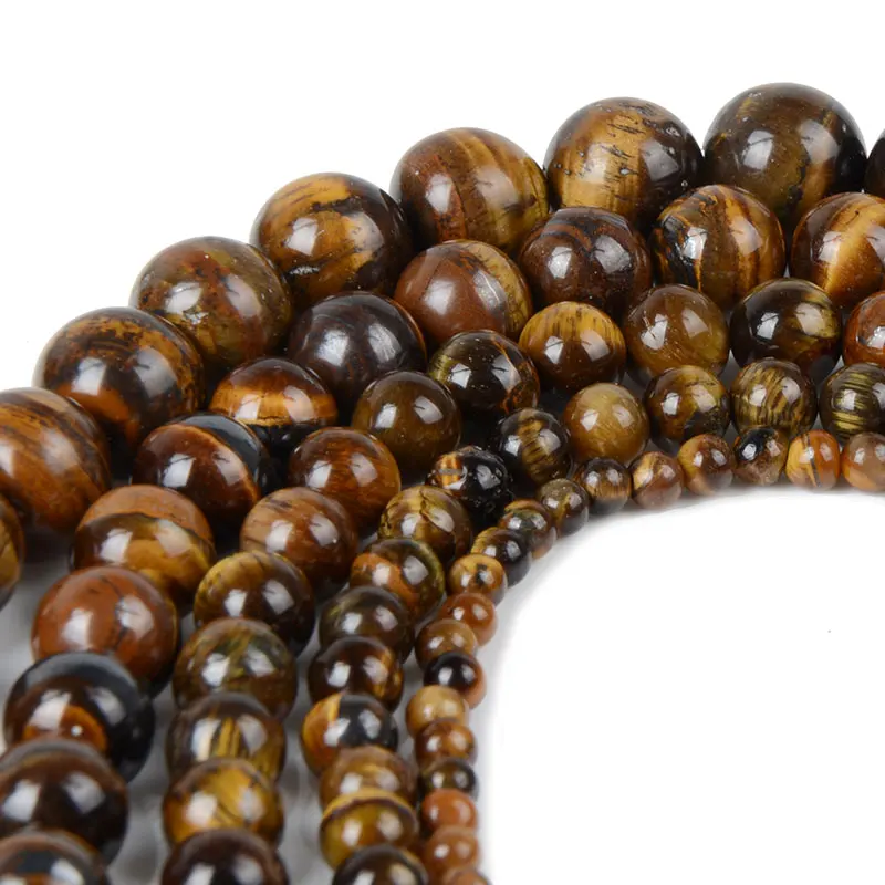 Brown Gold Red Round Natural Stone Tiger Eye Beads for Jewelry Making