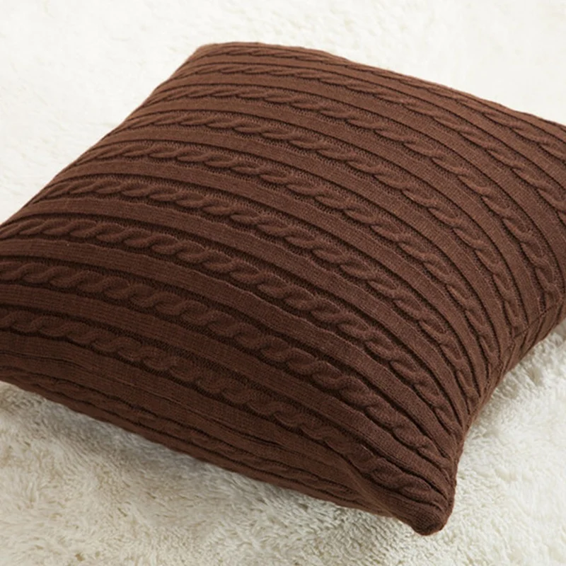 Cheersee cabel white comfortable seasonal patchwork sweater knit twist thorw wholesale decorative pillow cover with 18 x 18