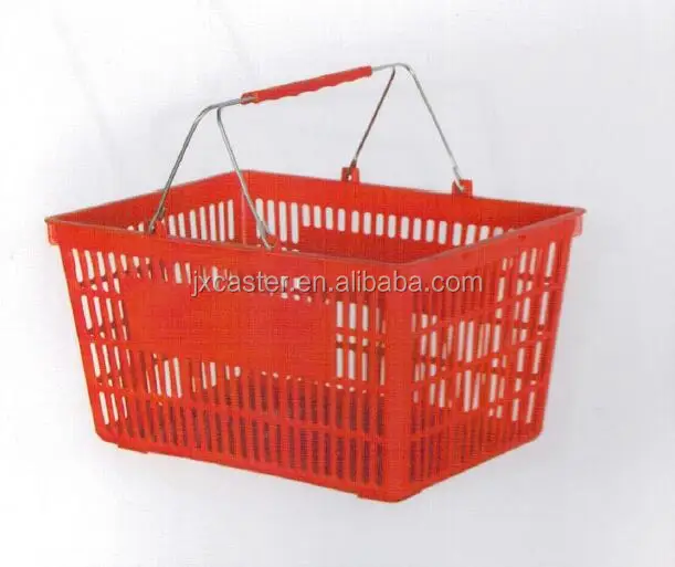 28L Custom available red wire plastic supermarket shopping basket with Single Handle