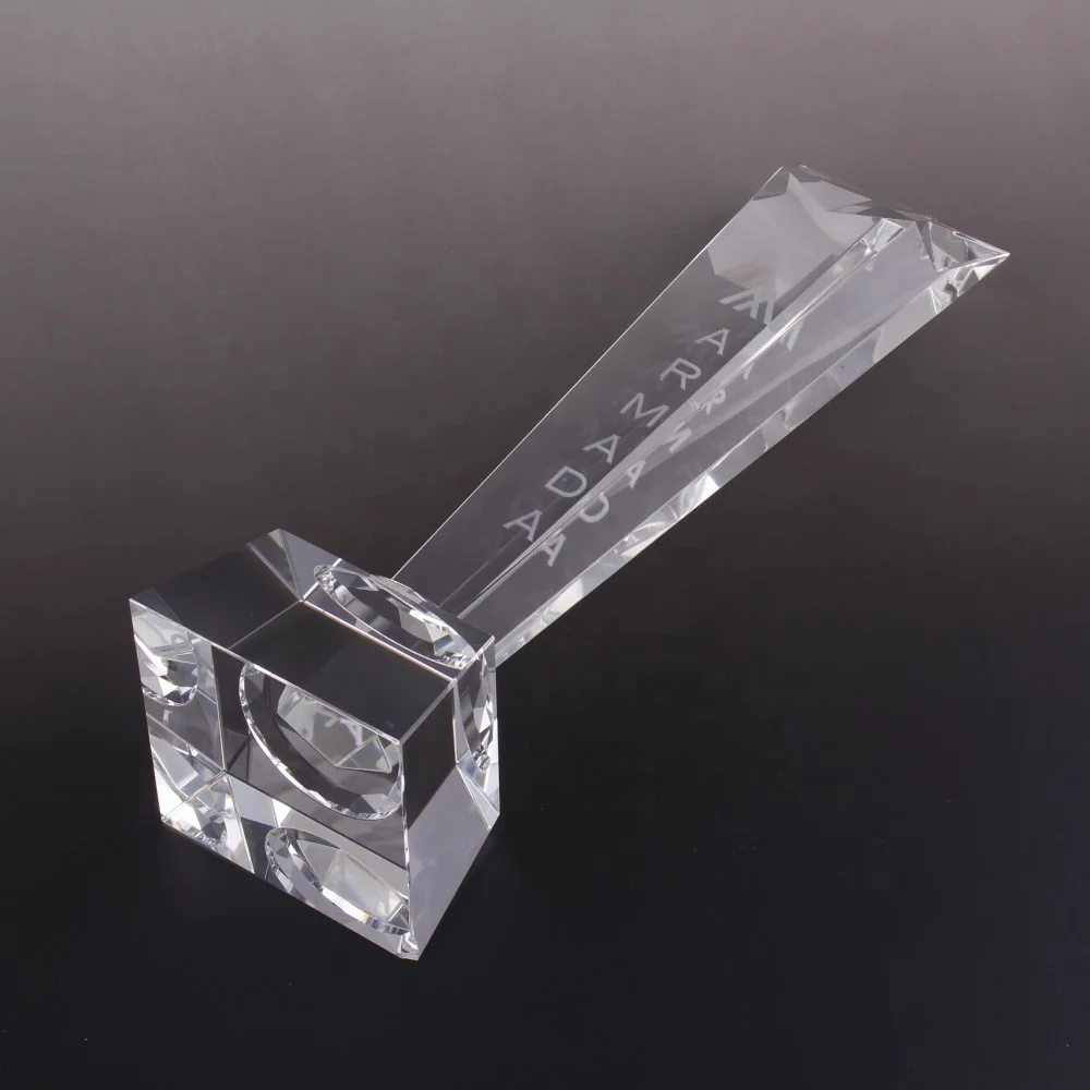 BM-1007 optical crystal towering star award trophy with logo engrave