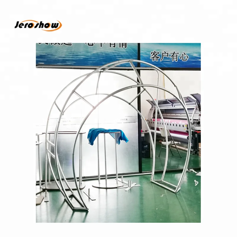 Exhibition booth tension fabric 3d half moon shape display circle round backdrop stand