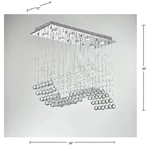 Fashionou Modern K9 Crystal Spiral Raindrop Chandelier Lighting Flush Mount LED Ceiling Light Fixture Pendant Lamp with 4 Lights