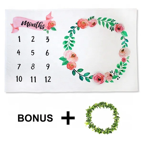 All Natural Super Soft Plush 12 Months Baby Blanket For Photography Prop Fashion New Born Infant Milestone Monthly Baby Blanket