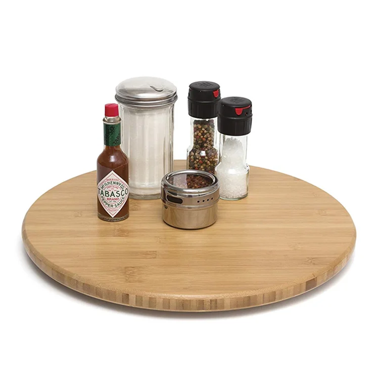 Superior Quality Bamboo Lazy Susan Round Rotating Serving Tray Kitchen Turntable Dining Room Food Storage