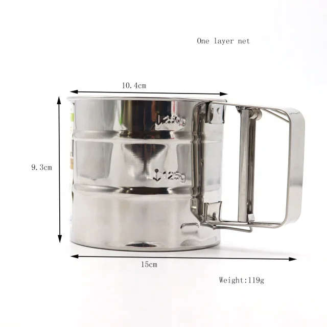 RTS Baking Tools Stainless Steel Fine Mesh Size Cup Sifter Flour Sieve