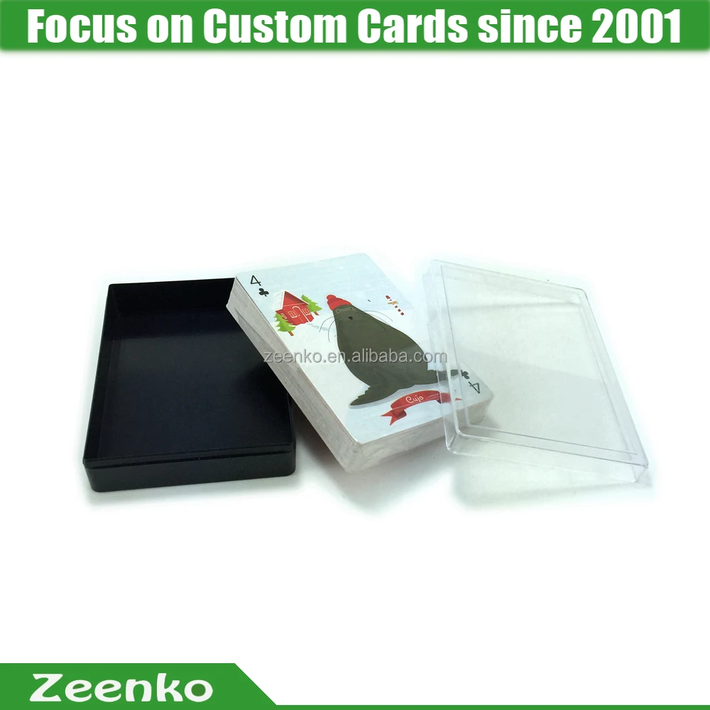
P077 US custom printed casino playing card playing card punching machine clear plastic box for playing cards 