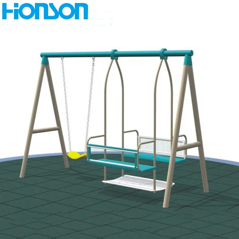 outdoor park kids metal swing with chair