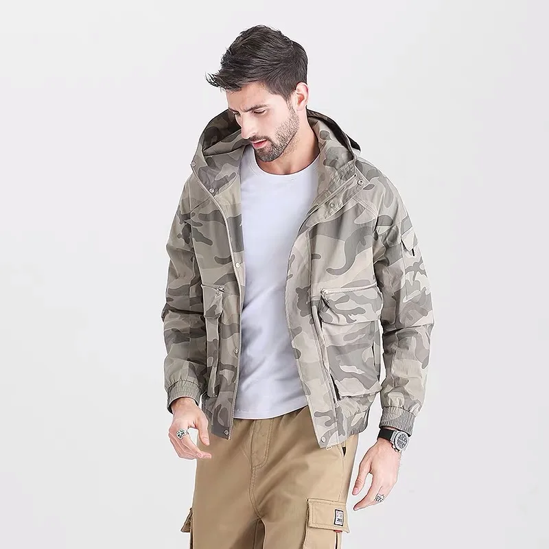2022 New style plus size trench coats spring and autumn camouflage jackets for men