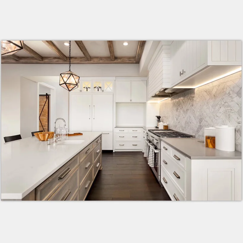 
Discount White Quartz Countertop with Grey Veins Stone Benchtop 