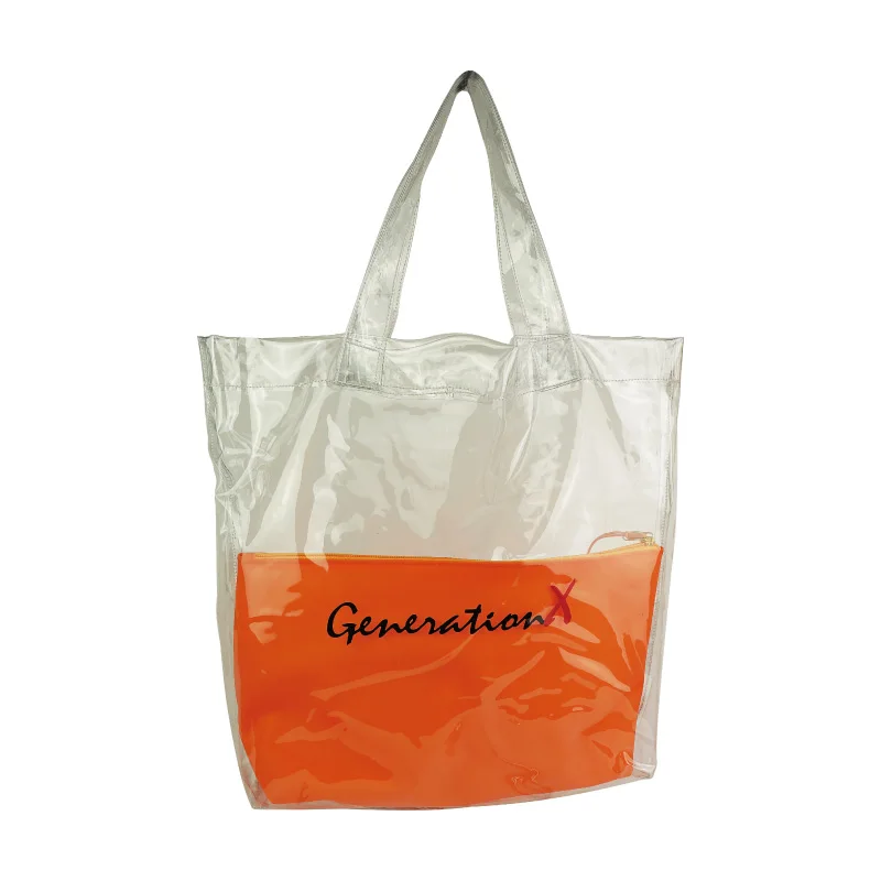 New Design Large Space Soft Transparent PVC Shopping bag Custom logo Shoulder Shopping Bag Fashion Tote bag