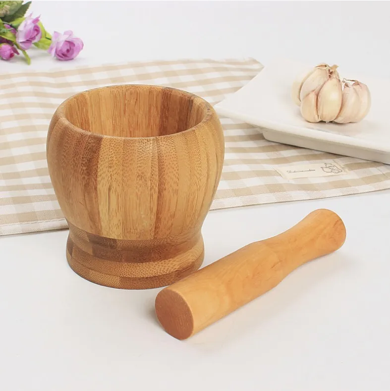Natural bamboo mortar and perstle