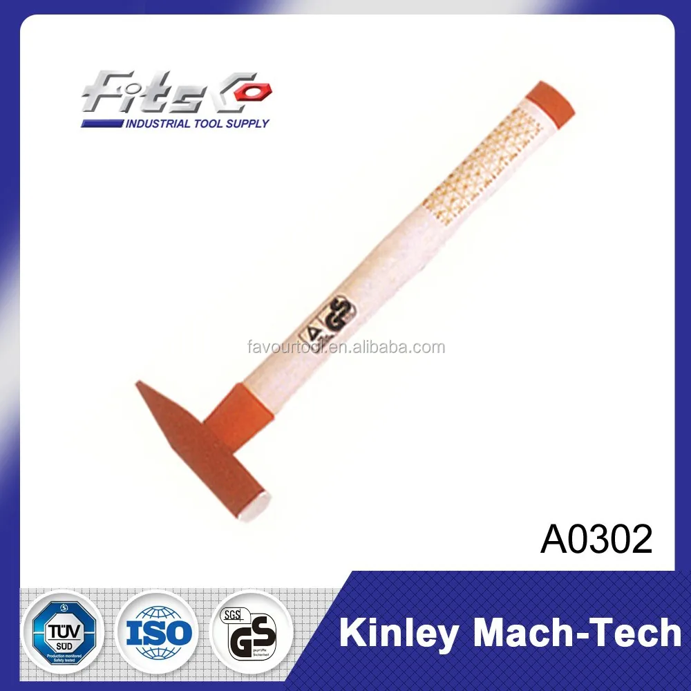 German Type Machinist Hammer With Wooden Checked Handle