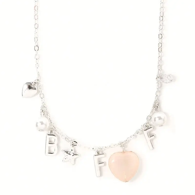 Silver BFF and Charms Necklace