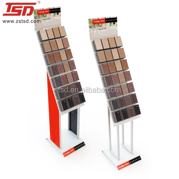 Custom Floor Standing Pos Metal Ceramics Tiles Display Racks Stand Tile Showroom Display Marble Granite Display